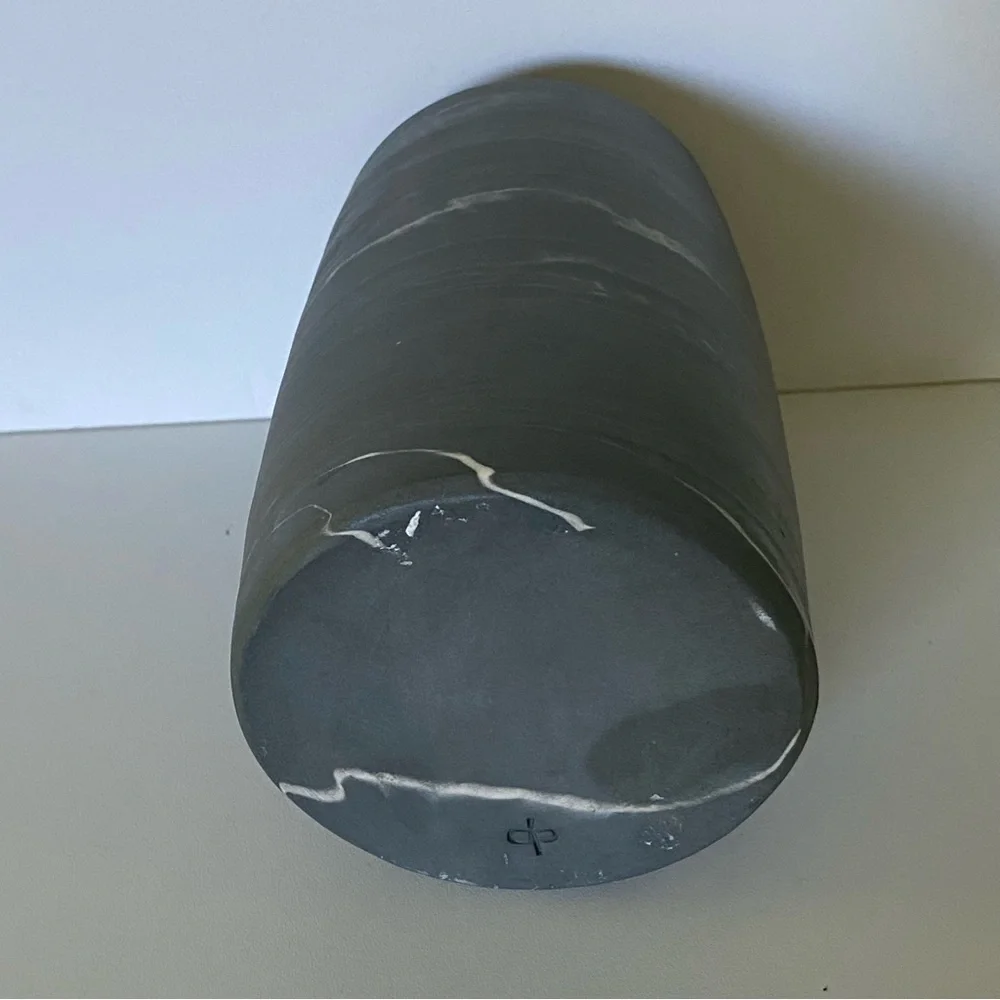 Clay Swirl Pottery Vase Handmade Gray White Marble Look 6” Matte Finish Nemadji